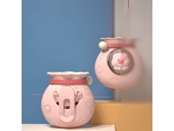 Ventilador de cuello portátil con forma de cerdito y 3 velocidades.