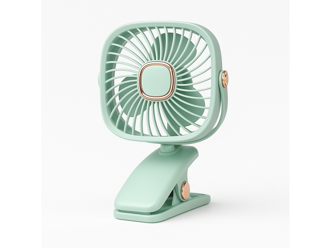 Ventoinha Com Mola Para Secretária, 3 Velocidades, Bateria Recarregável, Usb, Cabo Incluído Skyhe Zb113 Verde
