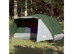 Tienda de campaña familiar con toldo para 6 personas, impermeable, verde.