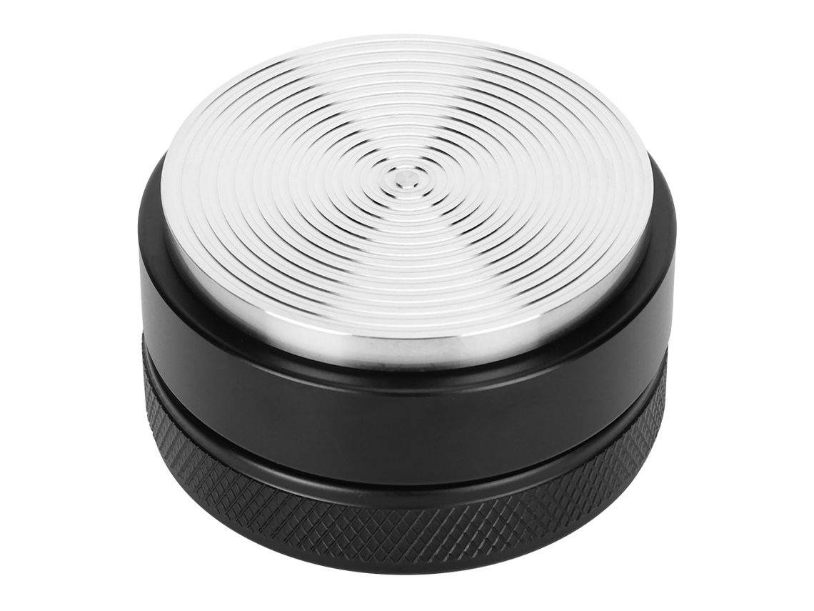 Distribuidor de café de acero inoxidable con altura ajustable, base negra de 58 mm