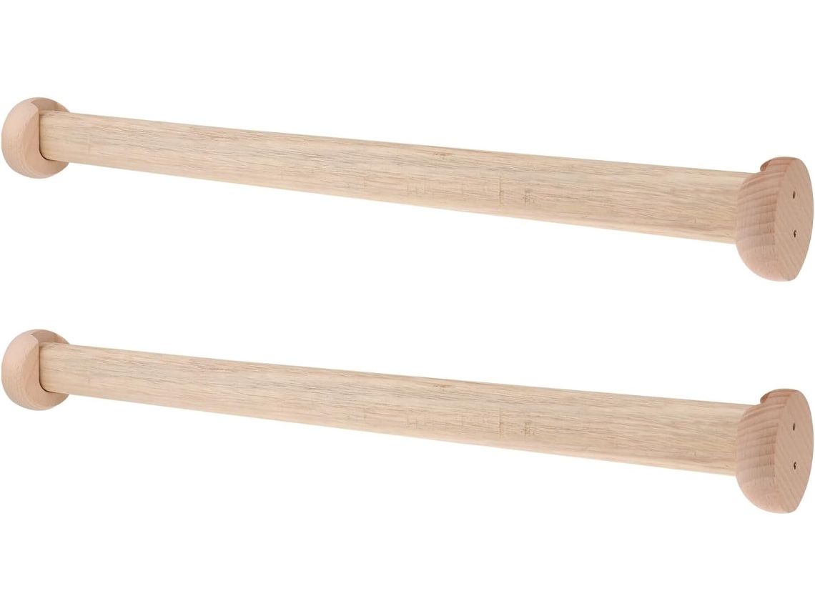 Juego 2 Barras Colgar Madera Maciza Gruesas Armario Longitud Estándar Resistentes Adecuadas Dormitorio