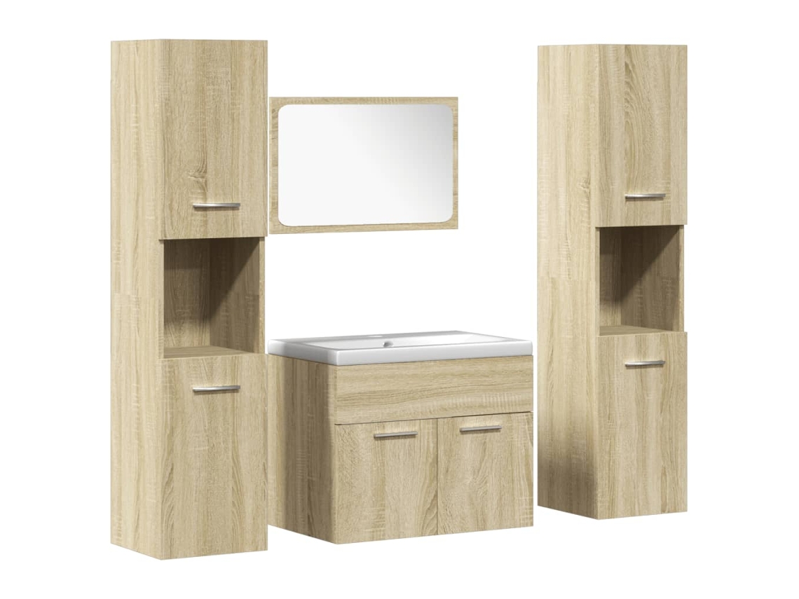 Maison Exclusive - Juego De Muebles De Baño 5 Pzas Madera Ingeniería Roble Sonoma