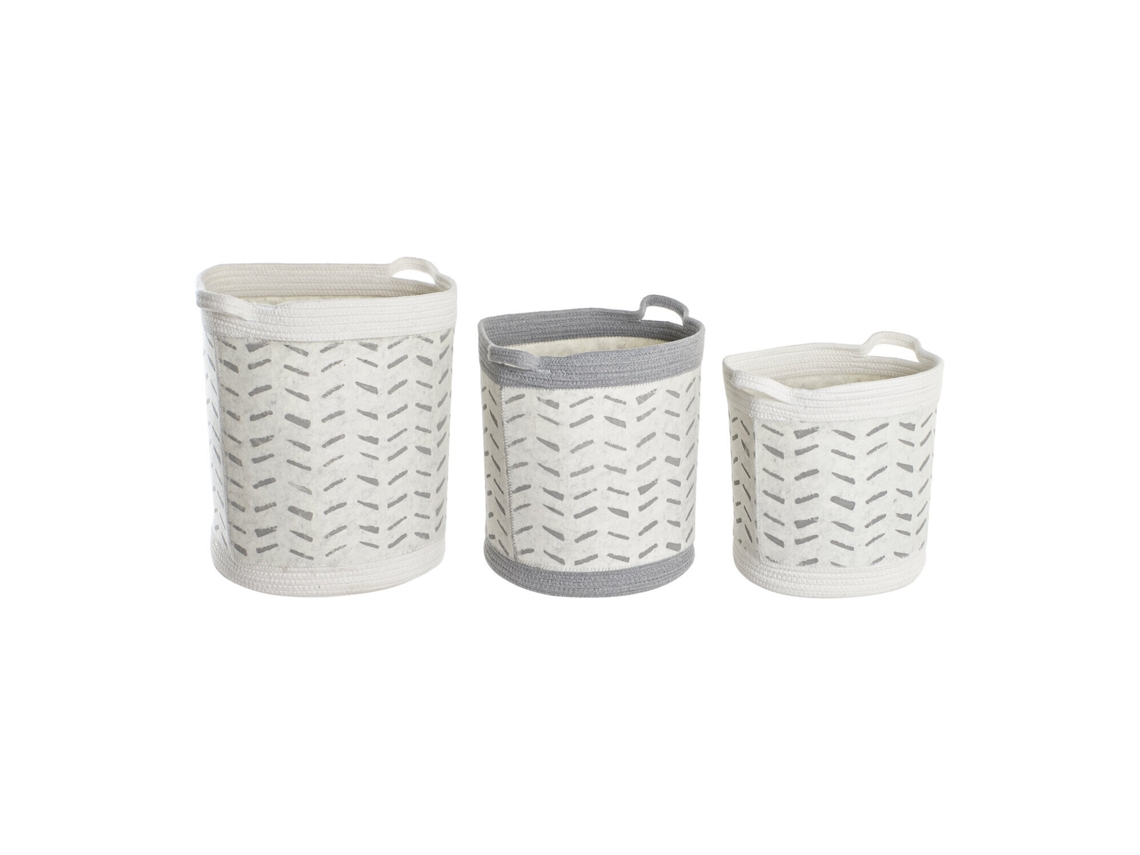Set 3 Cesta Algodon Gris 35x35x40cm