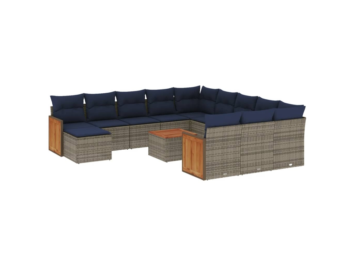 Maison Exclusive - Conjunto De Sofá De Jardín De 13 Piezas Con Cojines, Poliratán Gris