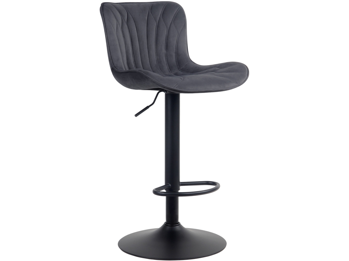 Taburete alto de bar X1 con pespuntes decorativos de terciopelo negro y patas de metal negro 10_0005171
