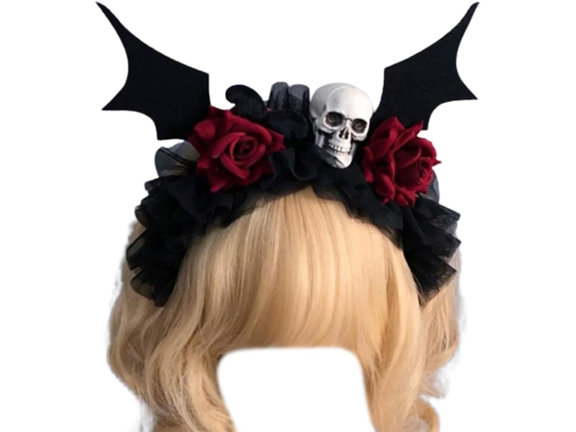 Diadema Con Temática De Halloween Y Día De Muertos, Diadema Con Velo De Flores Y Calavera, Disfraz De Cosplay