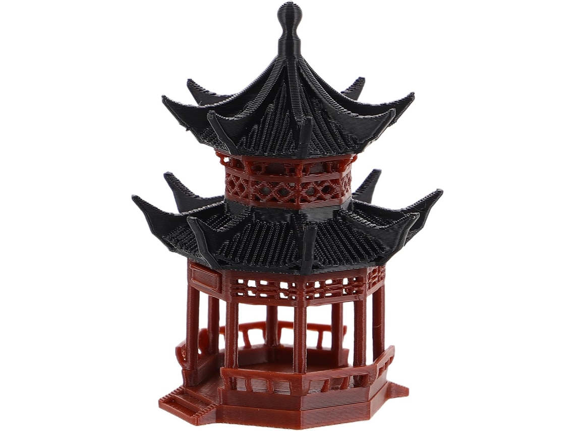 Miniatura Healeved Con Un Diseño De Pabellón Único, Hecha De Una Estatua De Pagoda De Plástico Marrón Y Decorativa Como