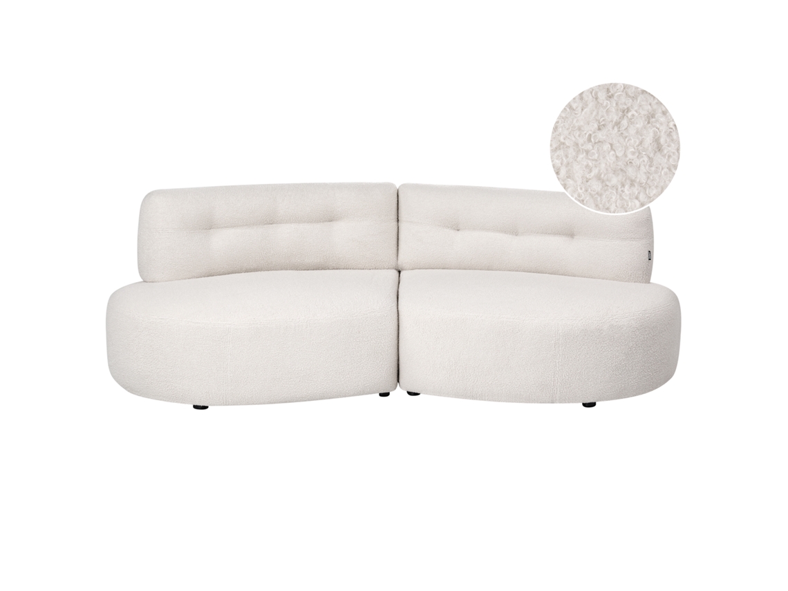 Beliani Sofá 3 Plazas Laerdal De Bouclé Blanco Crema 210x105x68