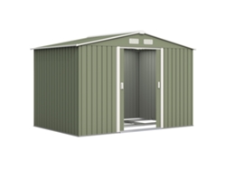 Mueble De Almacenamiento Para Jardín De 4,9 M² (277 X 195 X 192 Cm), Puertas Correderas Y Base Verde Claro.
