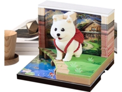 Cuaderno con calendario 3D, con una escultura de un perro para 2026.
