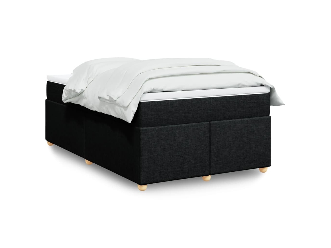 Cama Box Spring Con Colchón Tela Negro 120x190 Cm