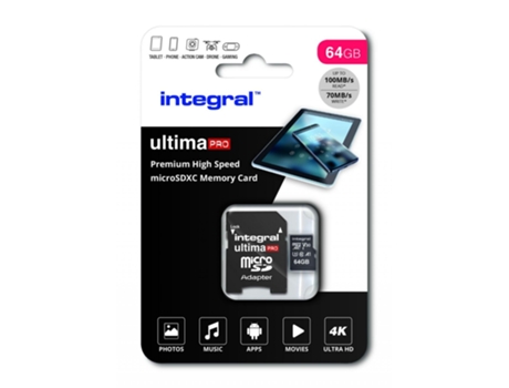 Tarjeta de memoria SD integral 64Gb SDXC 100-90Mb/S UHS-I V30