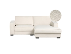 Beliani Kolding De Bouclé Sofá Rinconera Crema 228x152x83