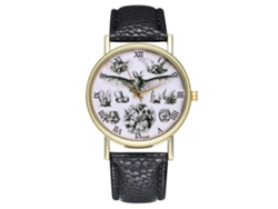 Reloj De Cuarzo Unisex Con Correa De Cuero Pu, Dial Romano Y Patrón De Murciélago (amarillo)