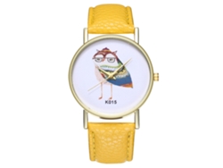 Reloj De Pulsera De Cuarzo Para Parejas Con Estampado Animal, Esfera Redonda, Regalo, Decoración, Amarillo.