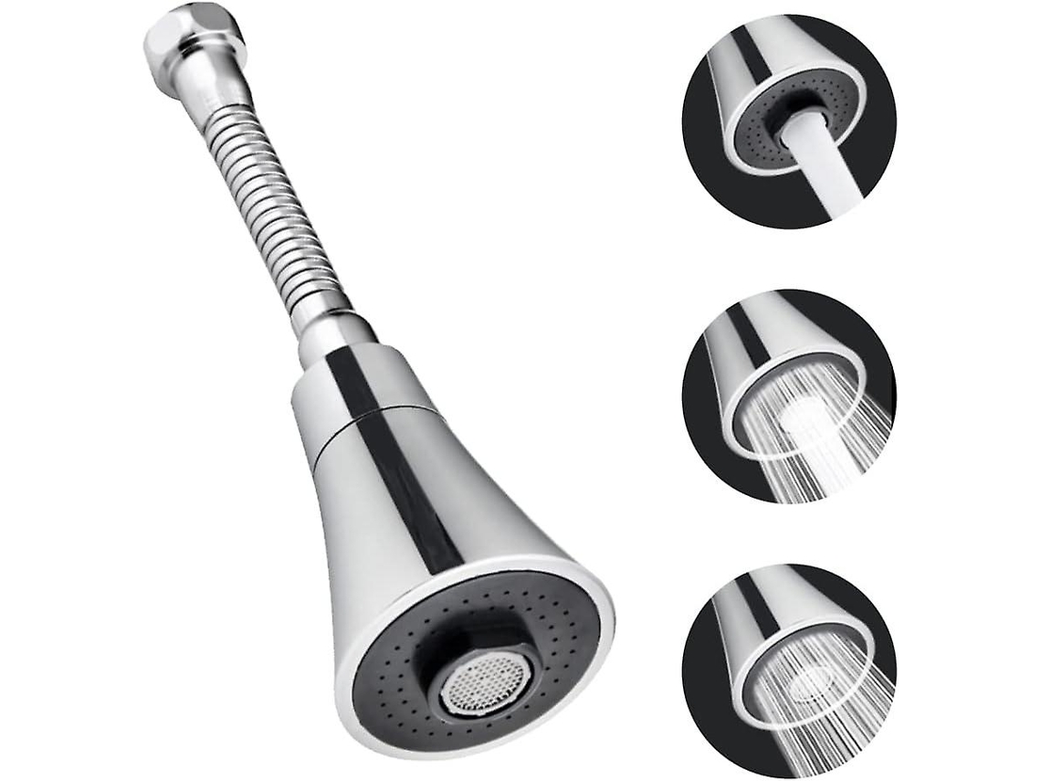 Grifo De Cocina De Acero Inoxidable + Abs 15cm Rotatorio 360° Ahorro De Agua Anti-splash 3 Modos Para Cocina Y Baño