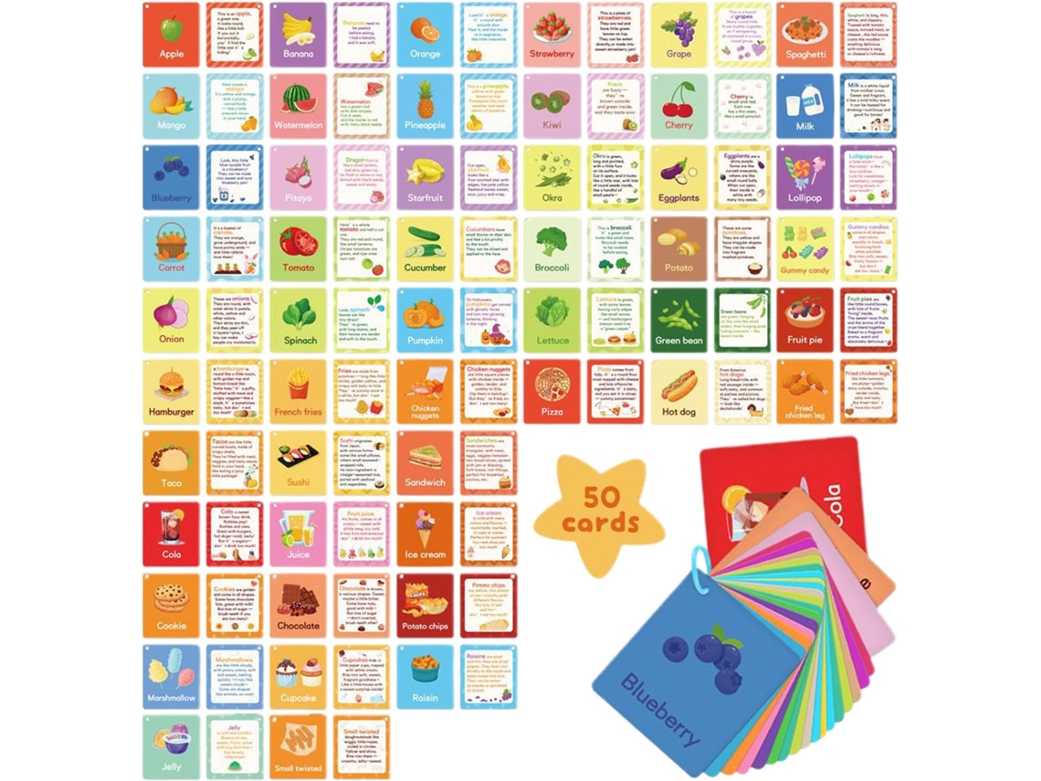 Juego de 50 tarjetas educativas para preescolar, juguetes de doble cara.