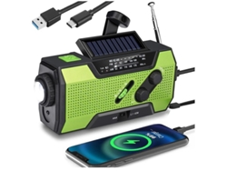 Radio solar de emergencia multifuncional YIZHOOD de 2000 mAh con linterna verde (2000 mAh)