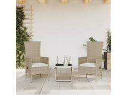 Juego de comedor de jardín de 3 piezas con cojines de mimbre beige de DKD Home Decor
