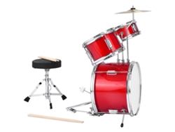 Batería infantil Succebuy, 3 piezas, 355,6 mm, para niños de 6 a 13 años, color rojo