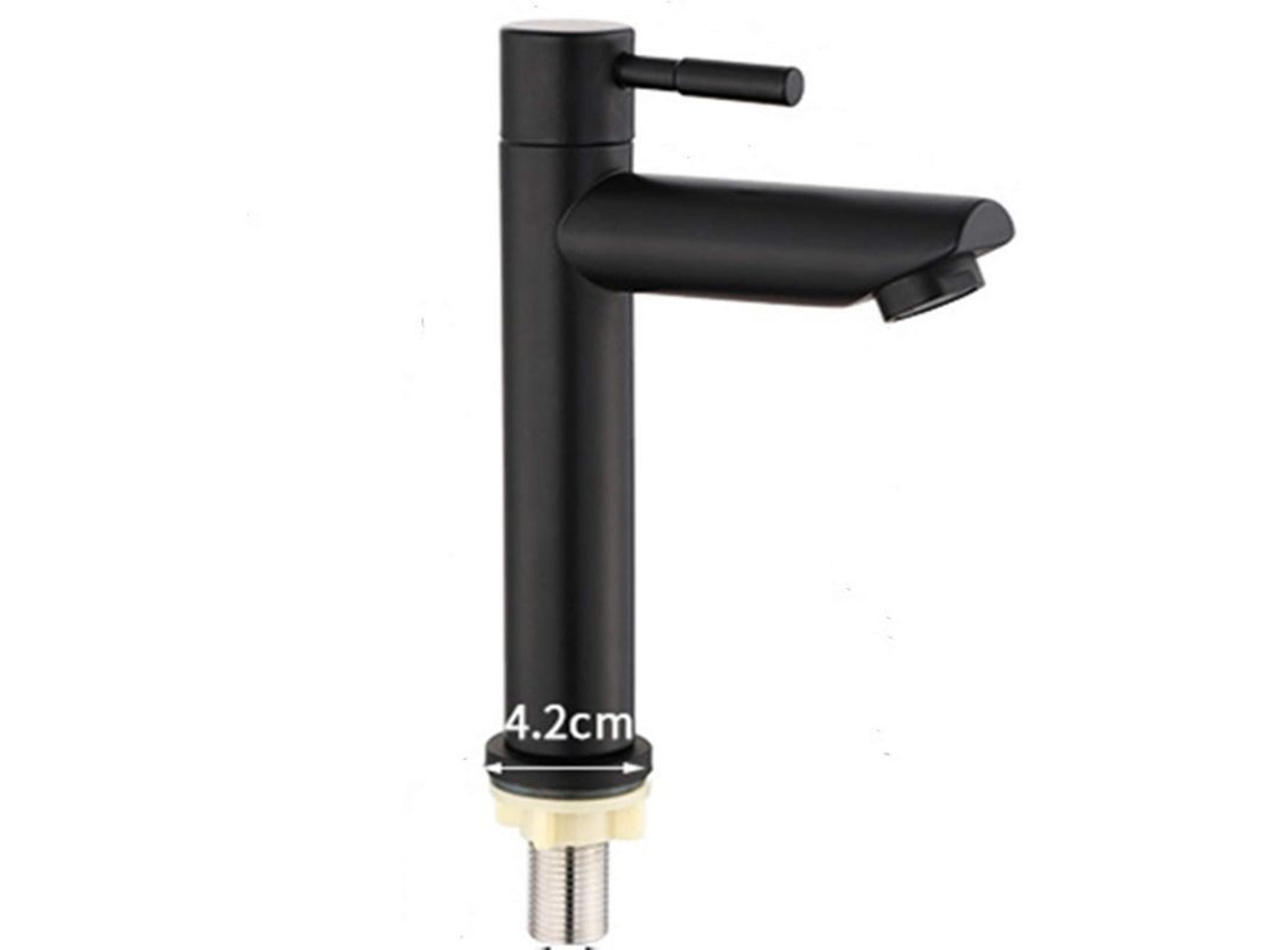 Grifo De Baño De Acero Inoxidable Negro Mate Para Agua Fría Con Cartucho Cerámico