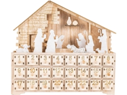Decoración navideña de madera con 24 días, caja de madera con cajón iluminado por LED.