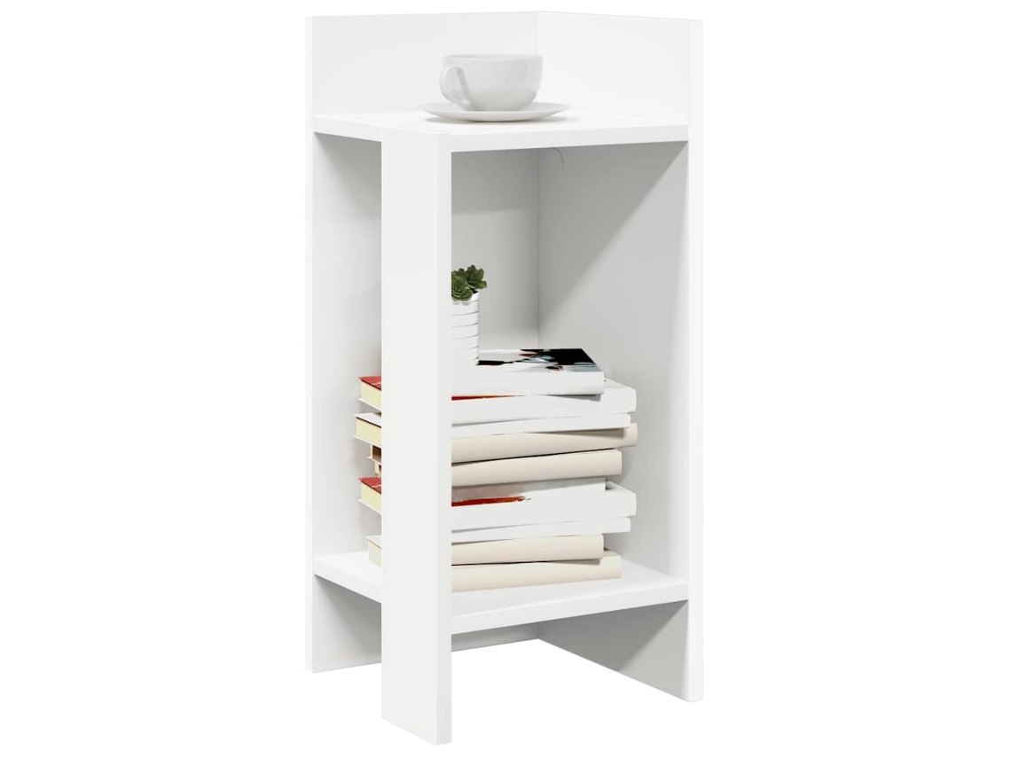 Mesa Auxiliar | Mesa Lateral Con Estante Blanco 25,5x27x60 Cm