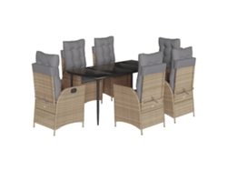 Conjunto 7 comedor de jardín VIDAXL con cojines ratán sintético beige