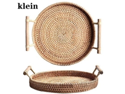 Cesta de pan redonda con asa de mimbre