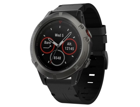 Correa Smartwatch para Garmin Fenix 5X Zafiro 26mm con Hebilla de Acero Cuero (Negro)