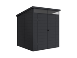 Refugio de resina Terra de 3,65 m² con claraboya de 360 grados para luz natural, puerta abatible, resistente refugio para jardín exterior Wasabi