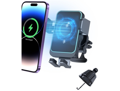 Cargador Coche Inalámbrico Carga Rápida para Samsung CHRONUS Negro