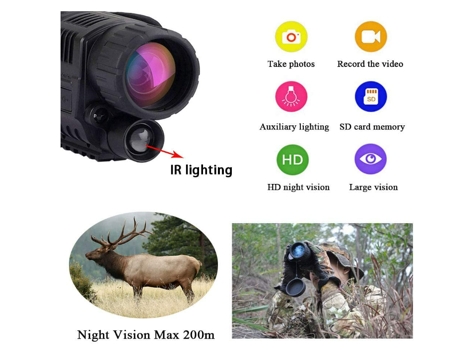 Telescópio Monocular de Visión Nocturna CHRONUS Ir Optics Digital Infrared Cámara Multifunctional Hunting Device (5 x 42) Negro