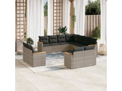 Conjunto de sofás de jardín de 11 piezas DKD Home Decor con cojines de mimbre gris