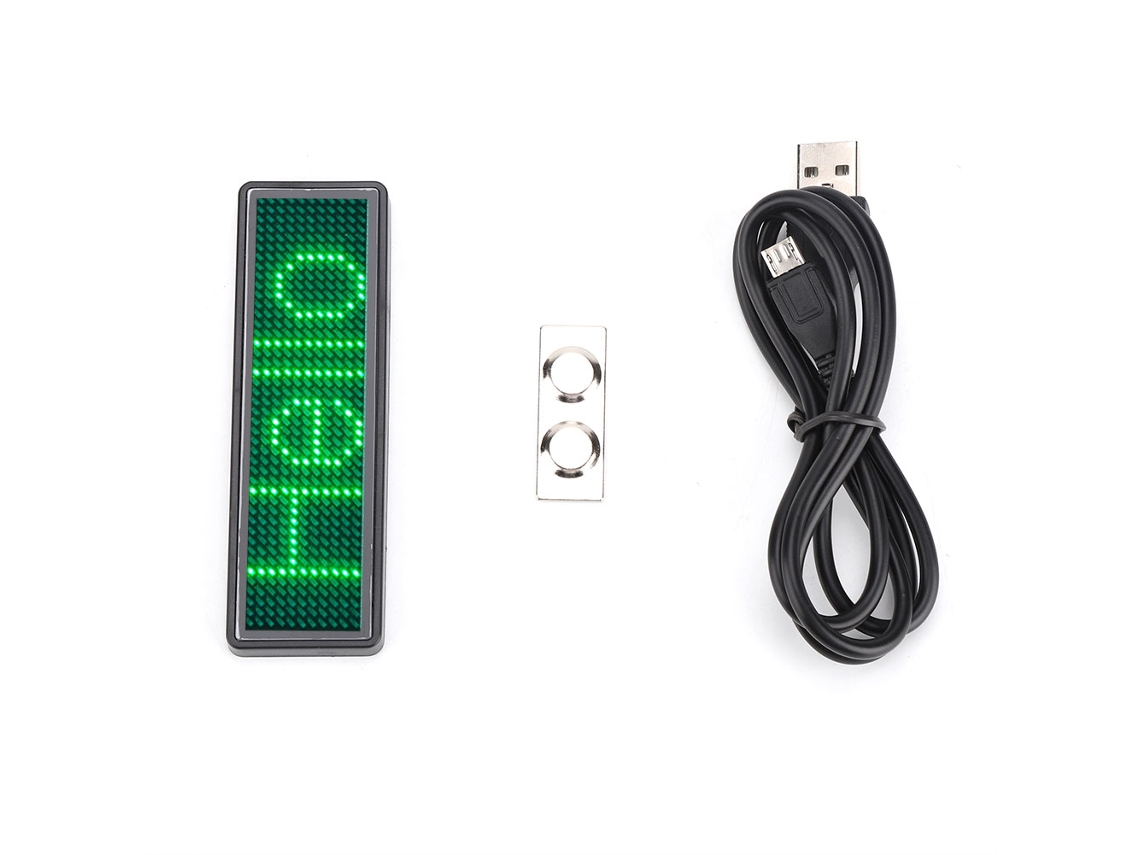 2026-badge Led Digital Con Programación Y Scroll Multilingüe Recargable Nombre Id (verde)