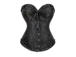 Corsé Negro Ajustado Sobre El Busto Para Mujer Con Ajuste De Cintura Y Soporte Para El Pecho.