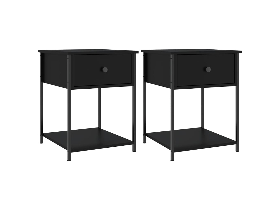 Maison Exclusive - Mesitas De Noche 2 Uds Madera De Ingeniería Negro 44x45x58 Cm