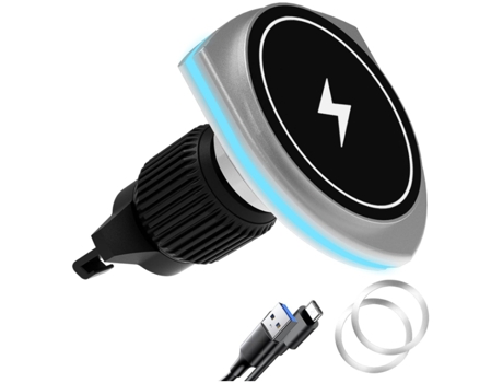 Cargador Montaje Automóvil Magsafe Inalámbrico Carga Rápida Teléfono BISBISOUS Negro