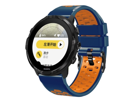 Correa Smartwatch para Suunto 7 Silicona con Tres Filas de Agujeros (Azul Medianoche Naranja)