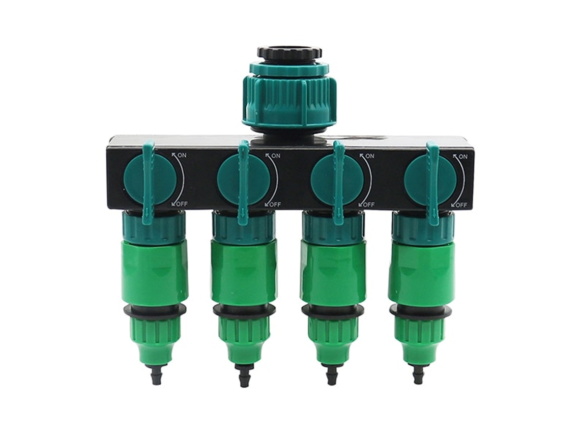 Grifo de Riego de Jardín de 4 Vías Divisor de Manguera Bb-5140E-1 Verde