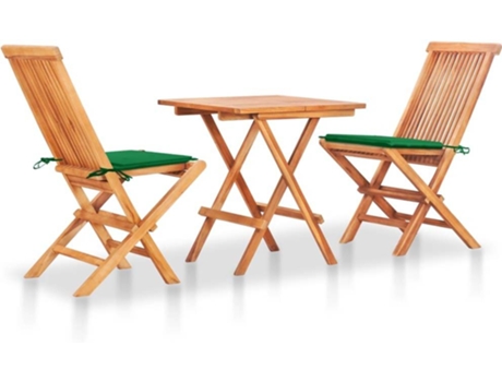 Conjunto 3 Conjunto de comedor de jardín VIDAXL Verde Teca (60x60x65 cm)