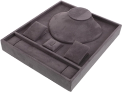 Bandeja De Terciopelo Gris Para Joyas, Organizador Multifuncional Para Anillos, Collares Y Pulseras.