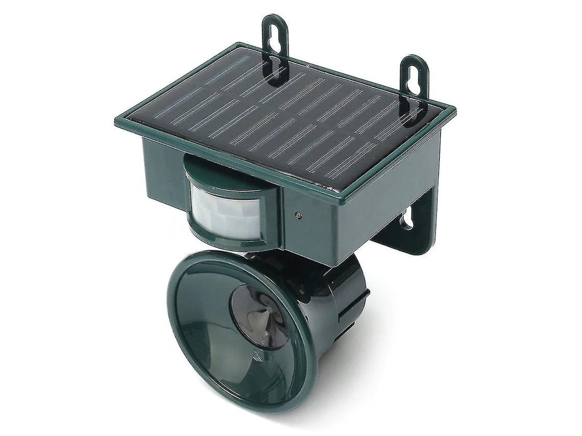 Repelente ultrasónico de aves para exteriores, con carga solar, resistente al agua, luz intermitente y sensor de movimiento para gatos, perros y más.