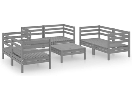 Conjunto 7 de muebles de jardín VIDAXL madera maciza de pino gris