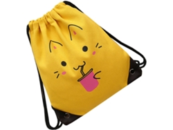 Mochila con cordón ajustable y estampado de dibujos animados para niños y niñas, práctica mochila escolar.