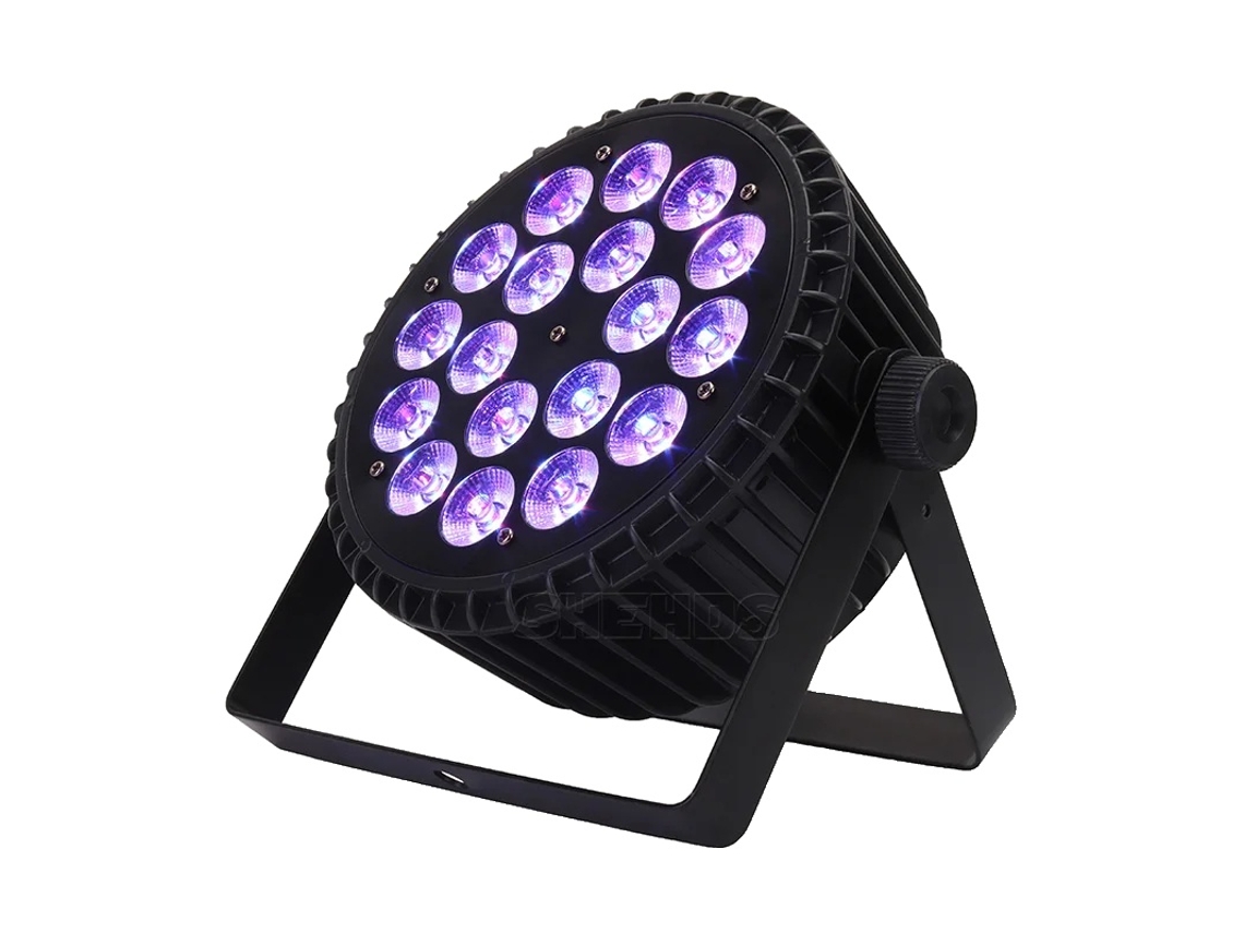 Iluminación de escenario, 4/8 canales DMX, brillo ajustable, LED de larga duración, aluminio 18x18w negro, enchufe OEM