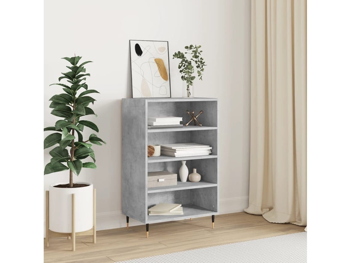 Aparador Alto Madera De Ingeniería Gris Hormigón 57x35x90 Cm