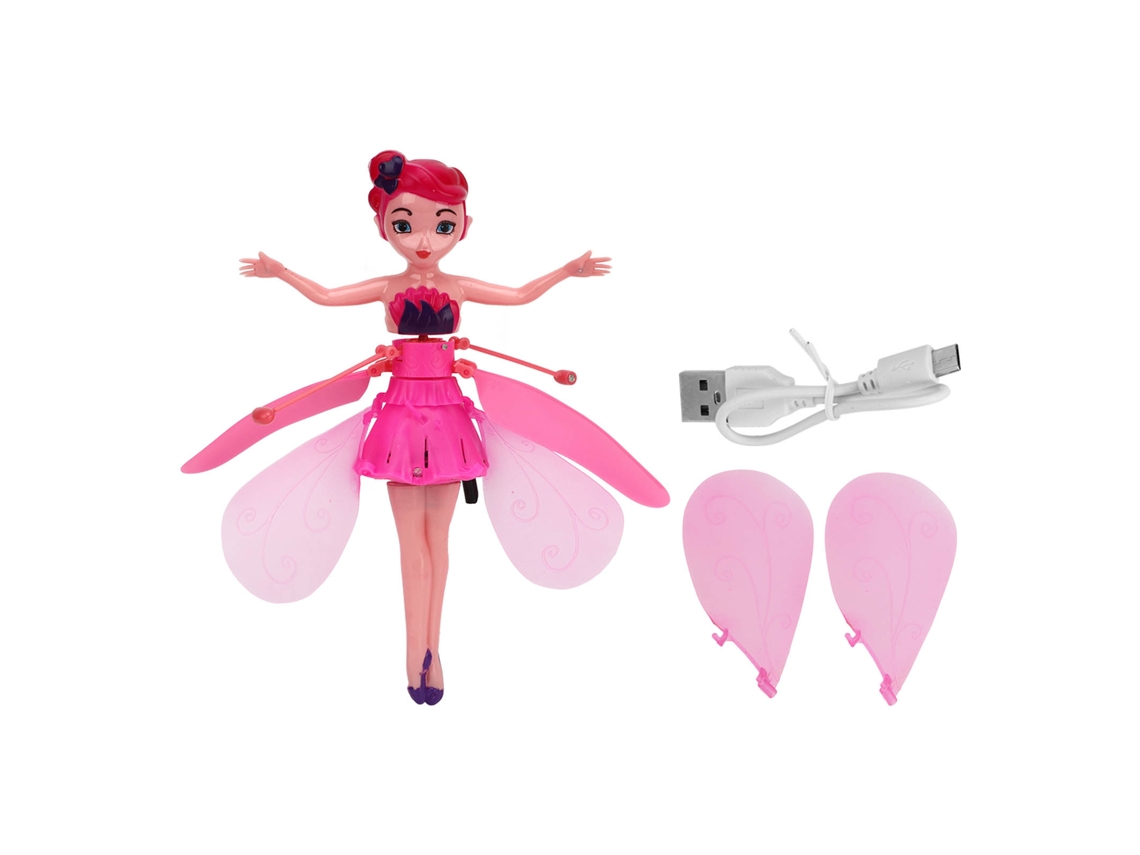 Muñeca Hada Voladora Princesa Con Luz Y Sensor De Gestos Recargable Usb Para Niñas Rosa Bailarinas Del Cielo