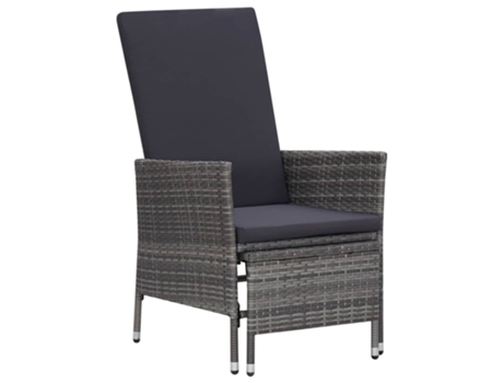 MAISON EXCLUSIVE Sillón reclinable de jardín con cojines ratán sintético gris