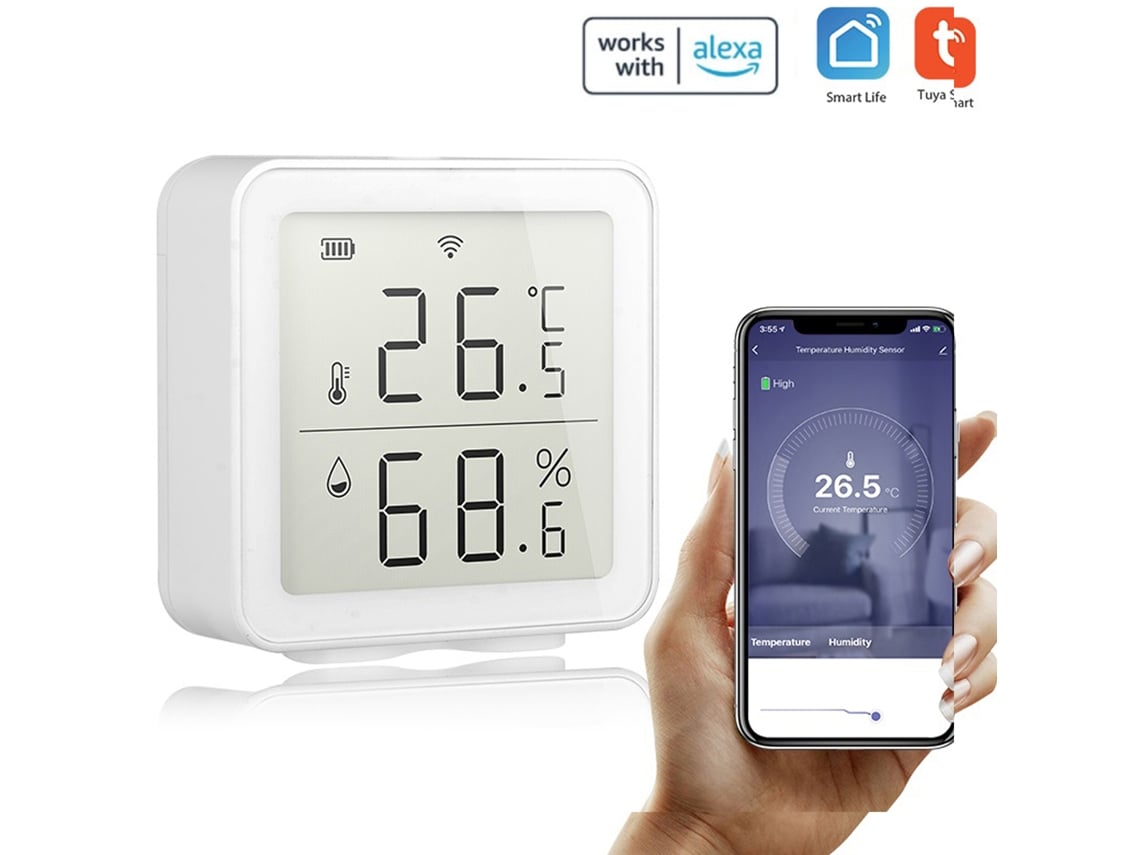 Sensor De Temperatura Inteligente Inalámbrico Tuya Wifi Para Automatización Del Hogar Compatible Con Alexa